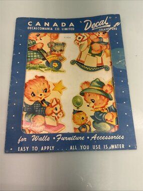 Vintage Decalcomania Children’s Water Transfer Decals - Bear Themed